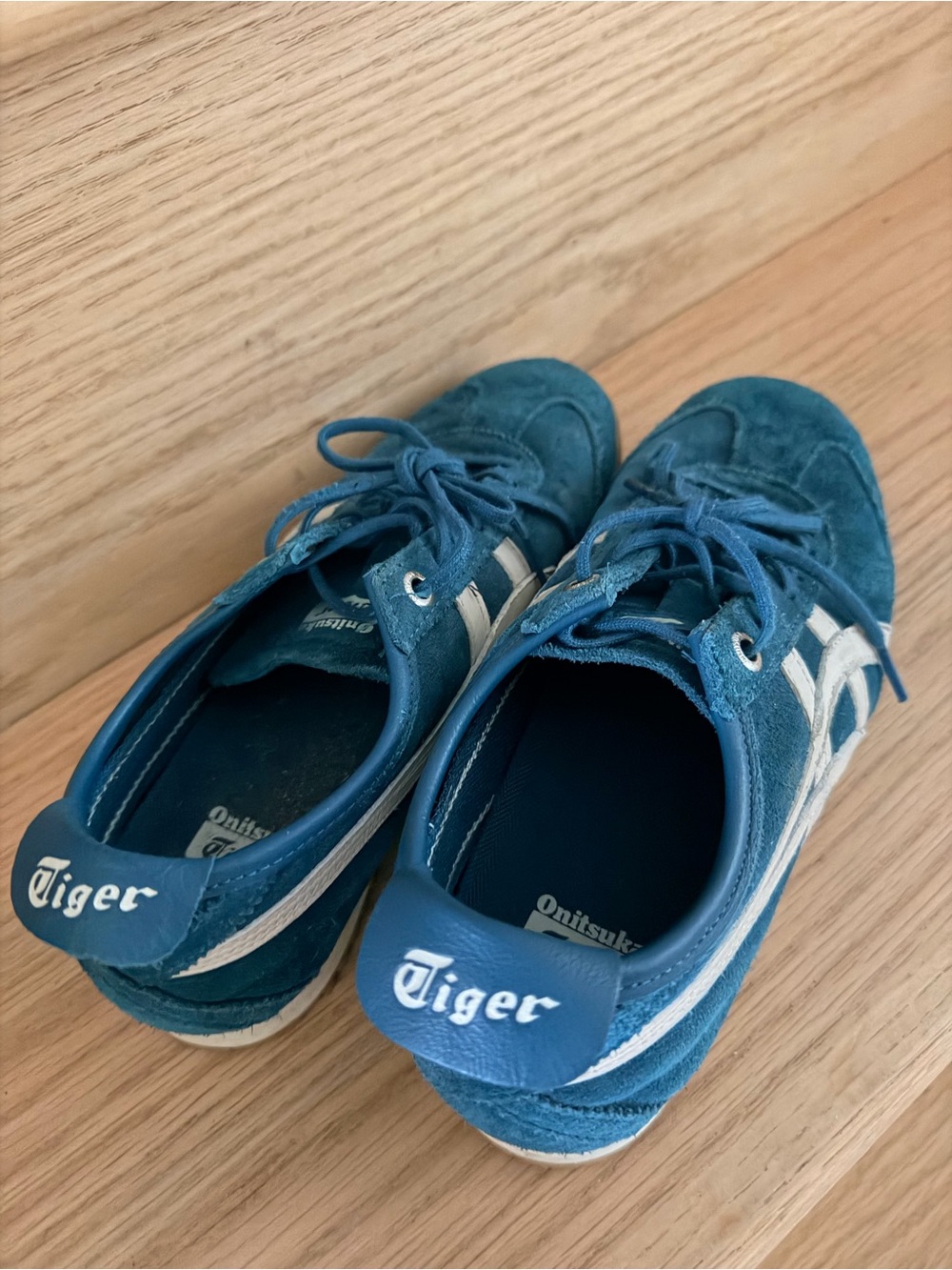 Onitsuka Tiger by Asics Teal Suede Lace-Up Sneakers with White Stripes